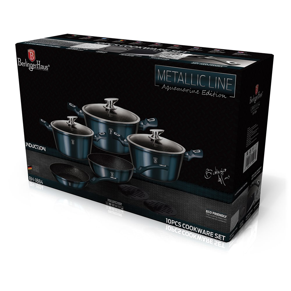 Berlinger Haus Aquamarine 10-Piece Cookware Set | Premium Non-Stick & Induction Ready BH-1884