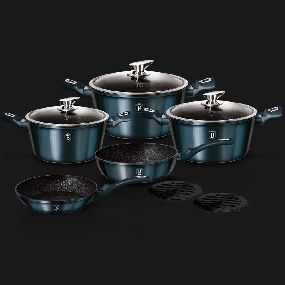 Berlinger Haus Aquamarine 10-Piece Cookware Set | Premium Non-Stick & Induction Ready BH-1884