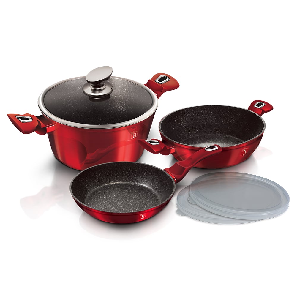 Berlinger Haus 6 - Piece Burgundy Cookware Set | BH7046 | Non - Stick & Induction Ready - Hochwertige Küchenprodukte | High Quality Kitchen Product | UrbanHaus