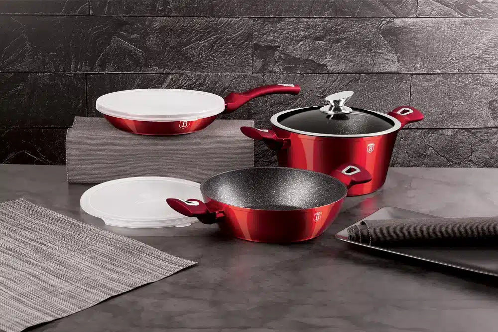 Berlinger Haus 6 - Piece Burgundy Cookware Set | BH7046 | Non - Stick & Induction Ready - Hochwertige Küchenprodukte | High Quality Kitchen Product | UrbanHaus