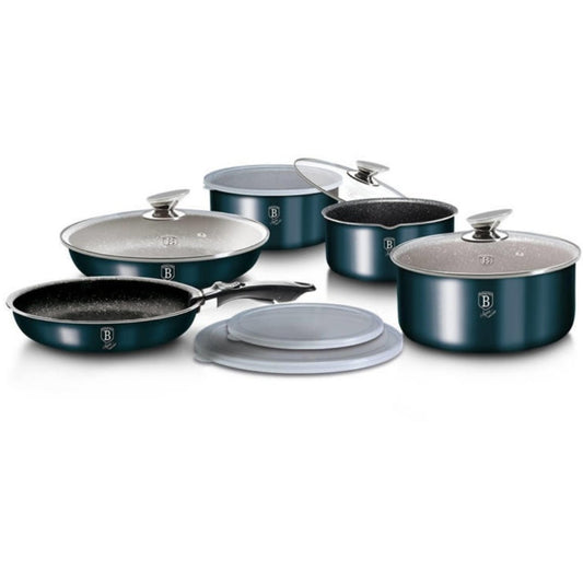 Berlinger Haus Aquamarine Metallic Line 12 - Piece Cookware Set | BH6101 | Non - Stick & Induction Ready - Hochwertige Küchenprodukte | High Quality Kitchen Product | UrbanHaus