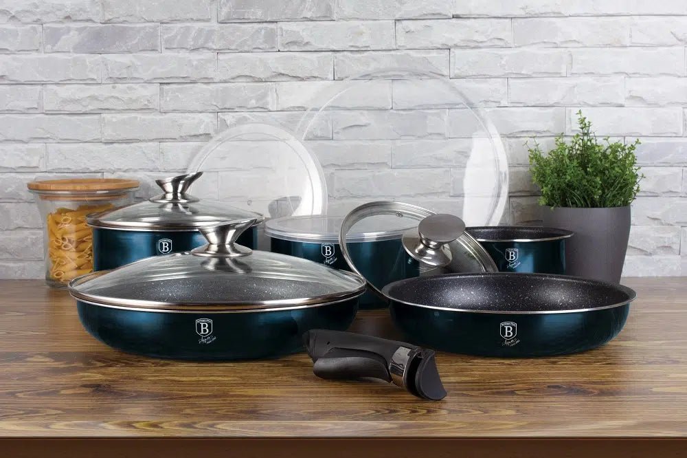 Berlinger Haus Aquamarine Metallic Line 12 - Piece Cookware Set | BH6101 | Non - Stick & Induction Ready - Hochwertige Küchenprodukte | High Quality Kitchen Product | UrbanHaus