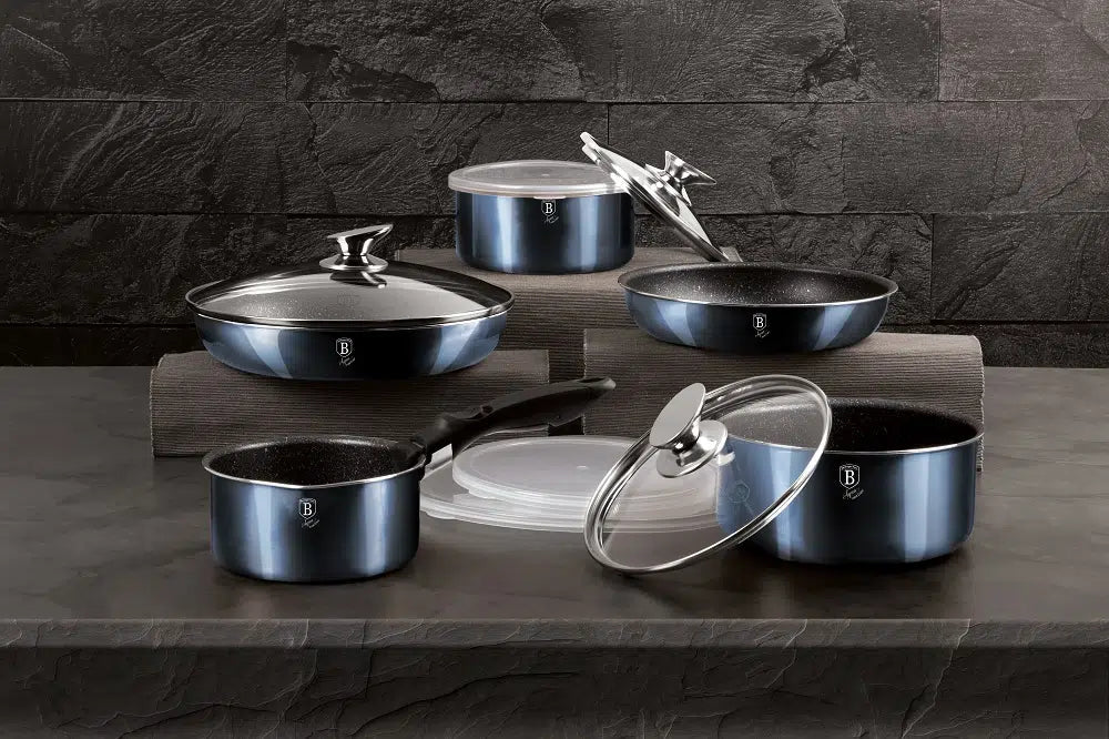 Berlinger Haus Aquamarine Metallic Line 12 - Piece Cookware Set | BH6101 | Non - Stick & Induction Ready - Hochwertige Küchenprodukte | High Quality Kitchen Product | UrbanHaus