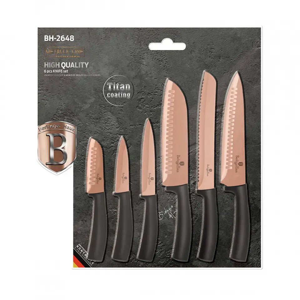 Berlinger Haus BH - 2648 6 - Piece Kitchen Knife Set – Rose Gold Collection | Precision & Luxury for Every Cut! - Hochwertige Küchenprodukte | High Quality Kitchen Product | UrbanHaus