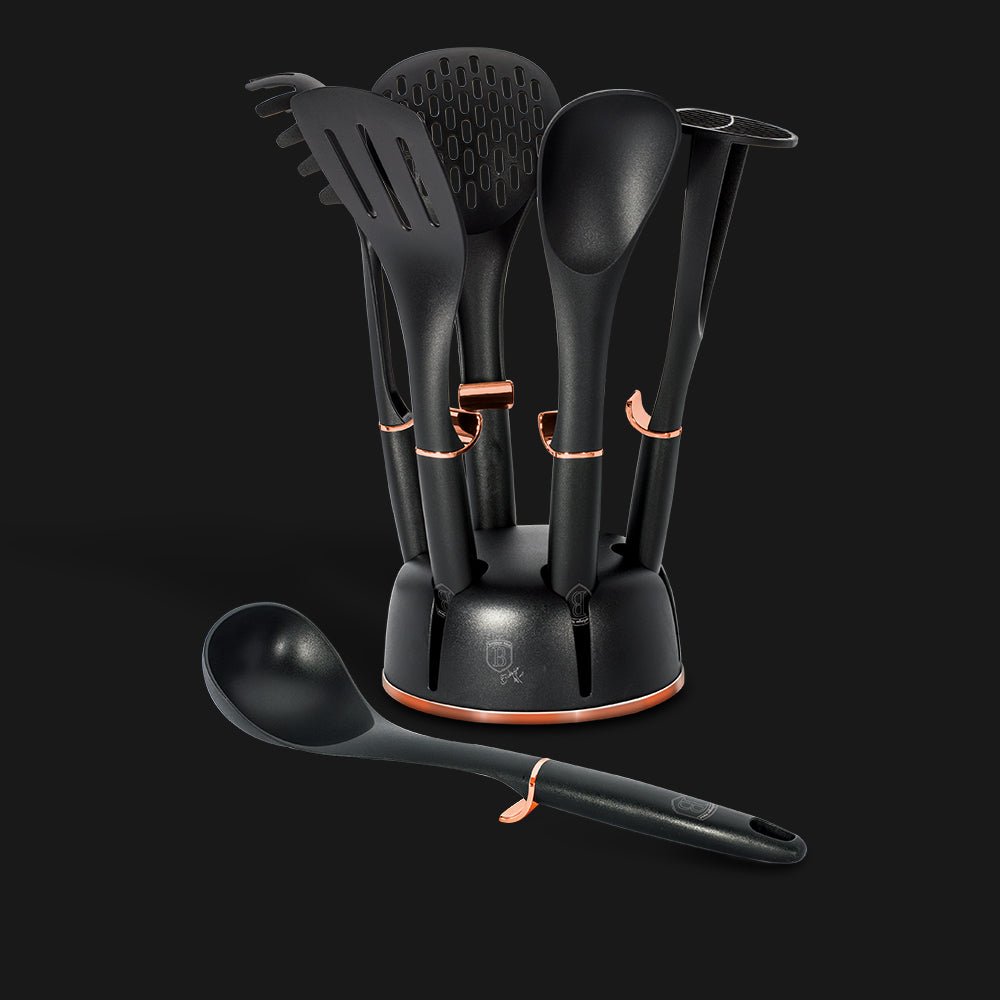 Berlinger Haus BH/6209 Black Rose Collection – Utensil Set with Rotating Stand - Hochwertige Küchenprodukte | High Quality Kitchen Product | UrbanHaus