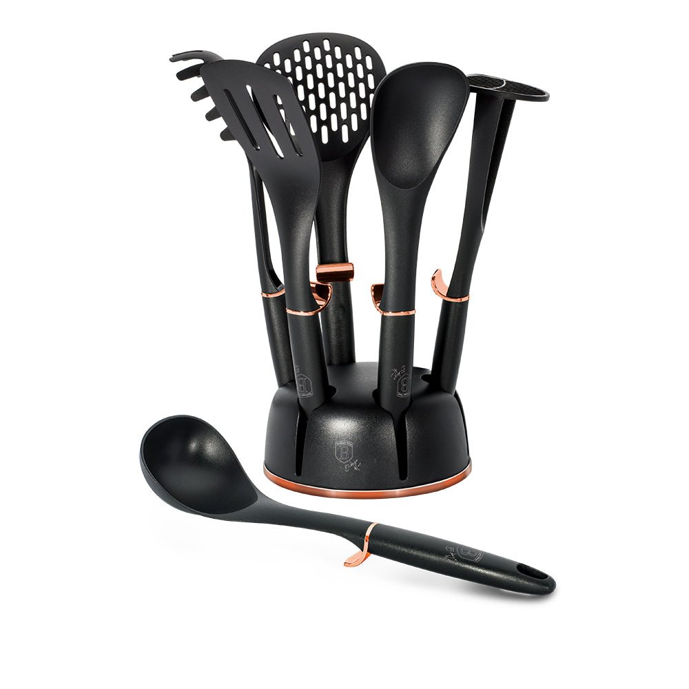 Berlinger Haus BH/6209 Black Rose Collection – Utensil Set with Rotating Stand - Hochwertige Küchenprodukte | High Quality Kitchen Product | UrbanHaus