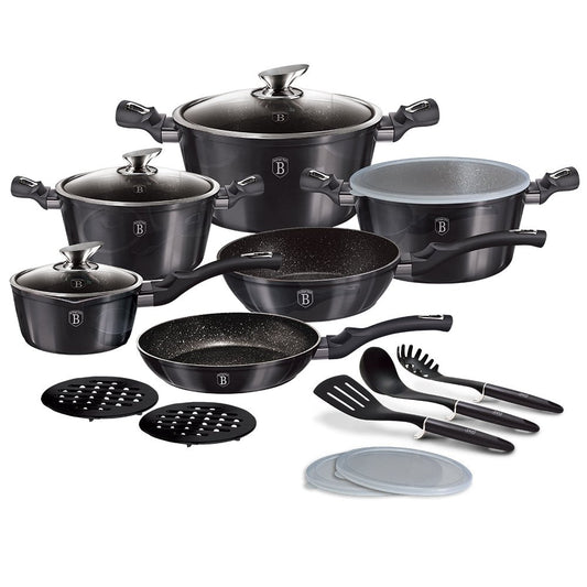 Berlinger Haus Carbon 18 - Piece Cookware Set | Premium Non - Stick & Induction Ready BH - 6887 - Hochwertige Küchenprodukte | High Quality Kitchen Product | UrbanHaus