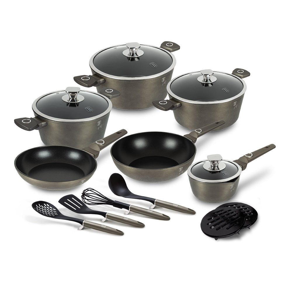 Berlinger Haus Crystal Collection 15 - Piece Cookware Set | Premium Titanium Coating & Induction Ready BH/7167 - Hochwertige Küchenprodukte | High Quality Kitchen Product | UrbanHaus