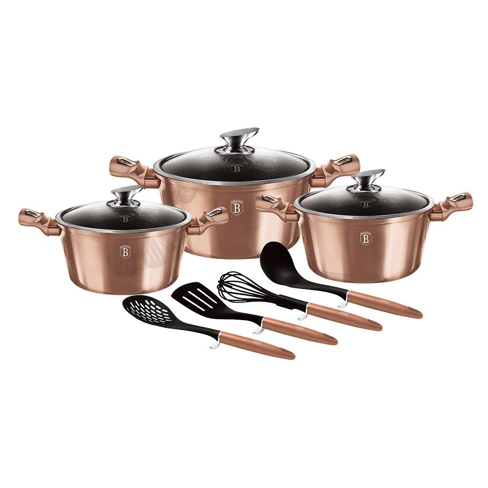 Berlinger Haus Metallic Line Rose Gold Edition 10 - Piece Cookware Set | Non - Stick & Induction Ready BH/6151 - Hochwertige Küchenprodukte | High Quality Kitchen Product | UrbanHaus