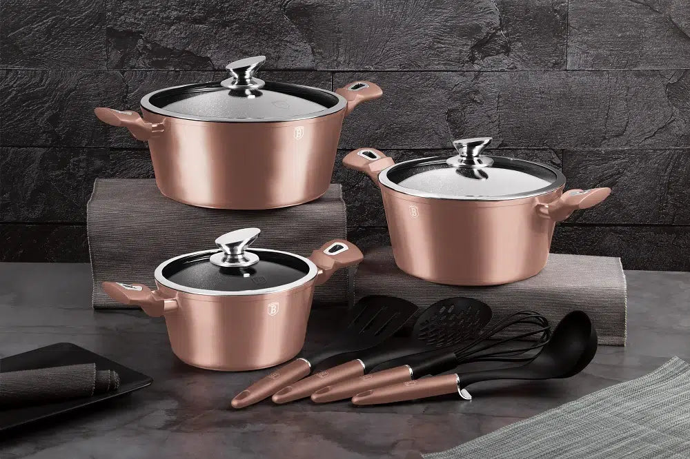 Berlinger Haus Metallic Line Rose Gold Edition 10 - Piece Cookware Set | Non - Stick & Induction Ready BH/6151 - Hochwertige Küchenprodukte | High Quality Kitchen Product | UrbanHaus