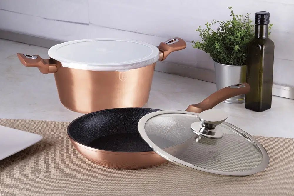 Berlinger Haus Rose Gold Collection 4 - Piece Cookware Set | BH/6200 | Non - Stick & Induction Ready - Hochwertige Küchenprodukte | High Quality Kitchen Product | UrbanHaus