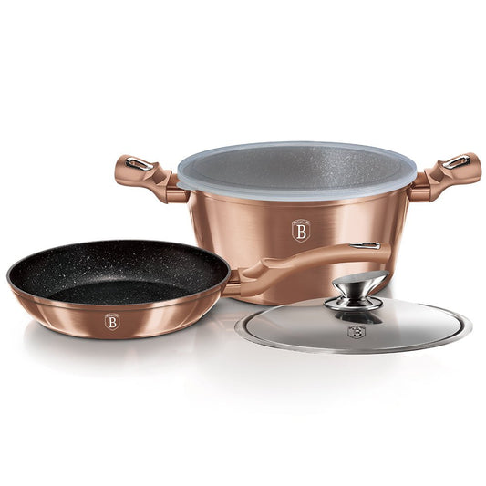 Berlinger Haus Rose Gold Collection 4 - Piece Cookware Set | BH/6200 | Non - Stick & Induction Ready - Hochwertige Küchenprodukte | High Quality Kitchen Product | UrbanHaus