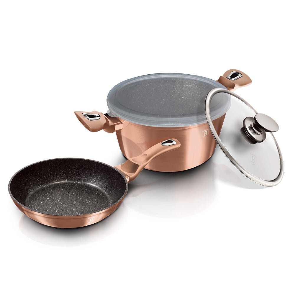 Berlinger Haus Rose Gold Collection 4 - Piece Cookware Set | BH/6200 | Non - Stick & Induction Ready - Hochwertige Küchenprodukte | High Quality Kitchen Product | UrbanHaus