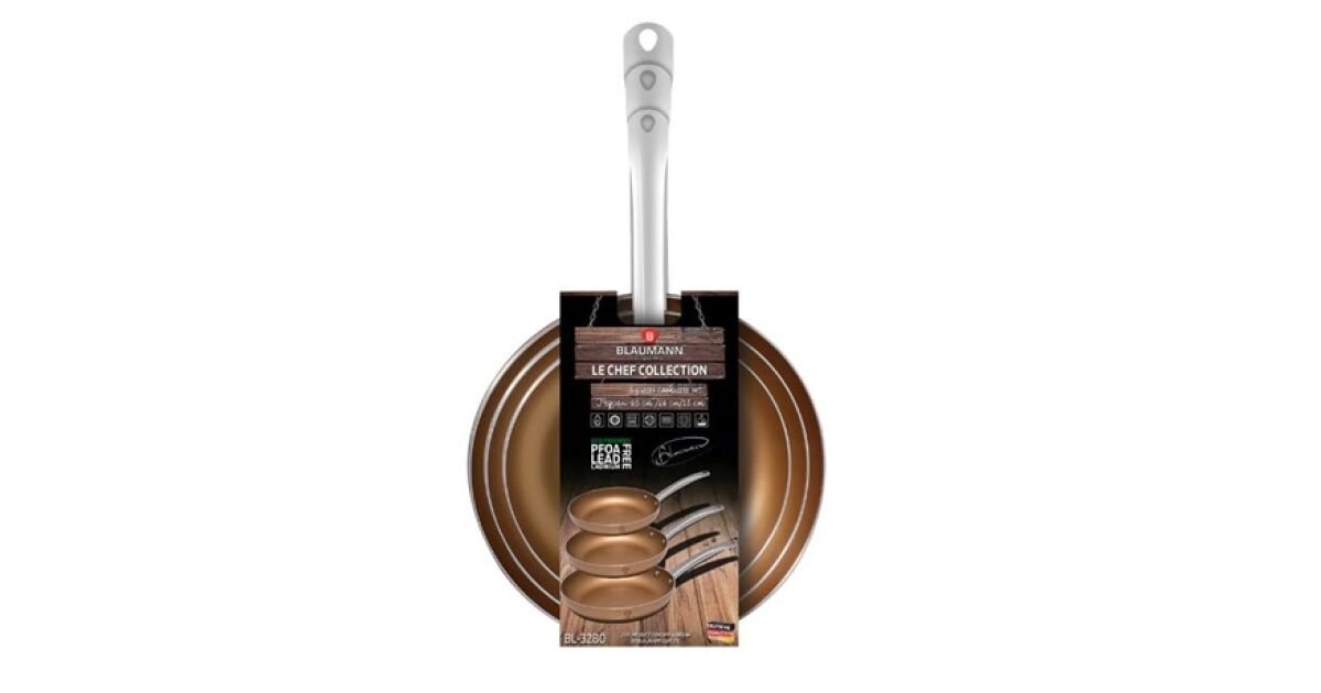 Blaumann 3 - Piece Frypan Set – Le Chef Line (BL - 3280F) | Copper Excellence in Your Kitchen - Hochwertige Küchenprodukte | High Quality Kitchen Product | UrbanHaus