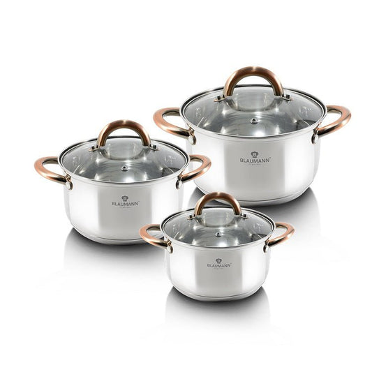 Blaumann by Berlinger Haus 6 - Piece Cookware Set | BL/3247 | Premium Stainless Steel & Induction Ready - Hochwertige Küchenprodukte | High Quality Kitchen Product | UrbanHaus