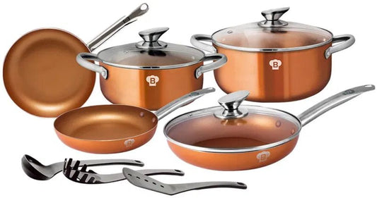 BLAUMANN Le Chef Rosegold Line 11 - Piece Cookware Set | Premium Non - Stick & Induction Ready BL - 3342 - Hochwertige Küchenprodukte | High Quality Kitchen Product | UrbanHaus